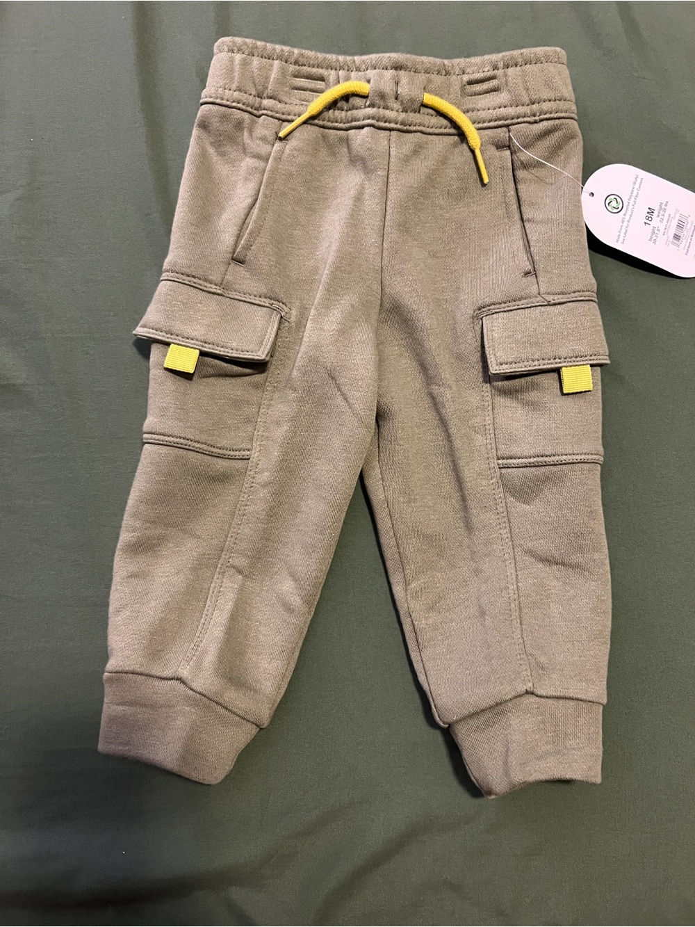 Kids Olive Green Cargo Jogger Pants Size 18M